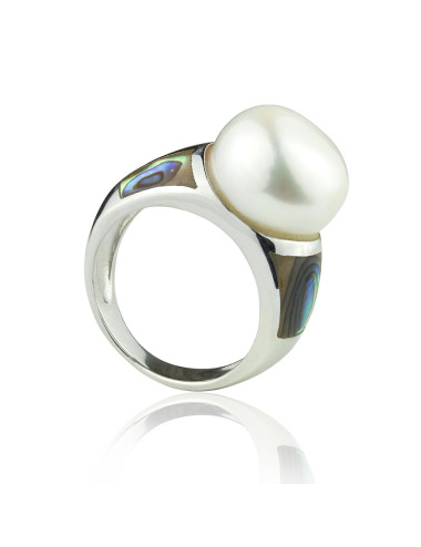 Silver Ring with Real Pearl...