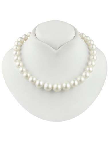 White Round Edison pearls necklace with silver openwork square clasp with clasps NE11135S3