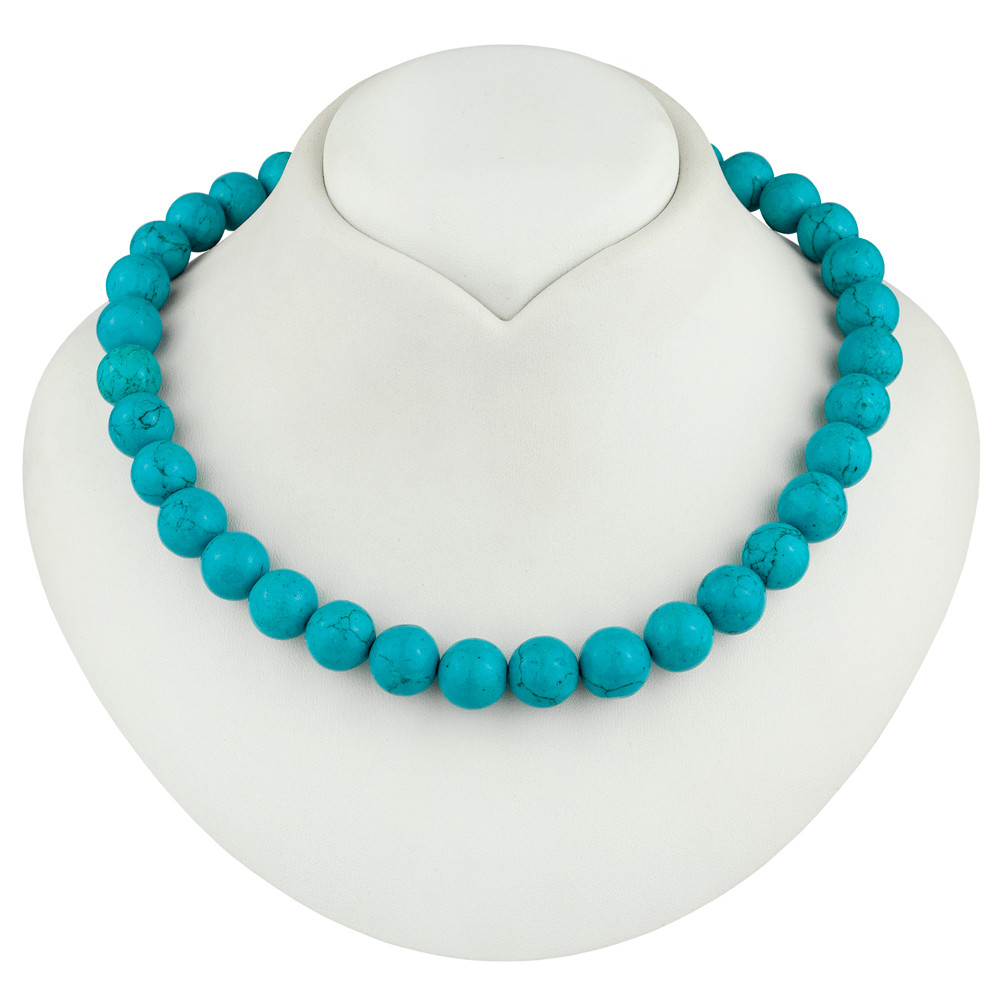 Necklace with large turquoise turkmenite balls NTU8512S1