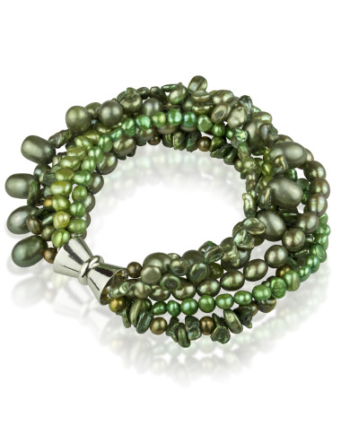 Green Pearls 6-Ring Bracelet BMIX2M