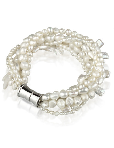White Pearls 6-Ring Bracelet BMIX2M