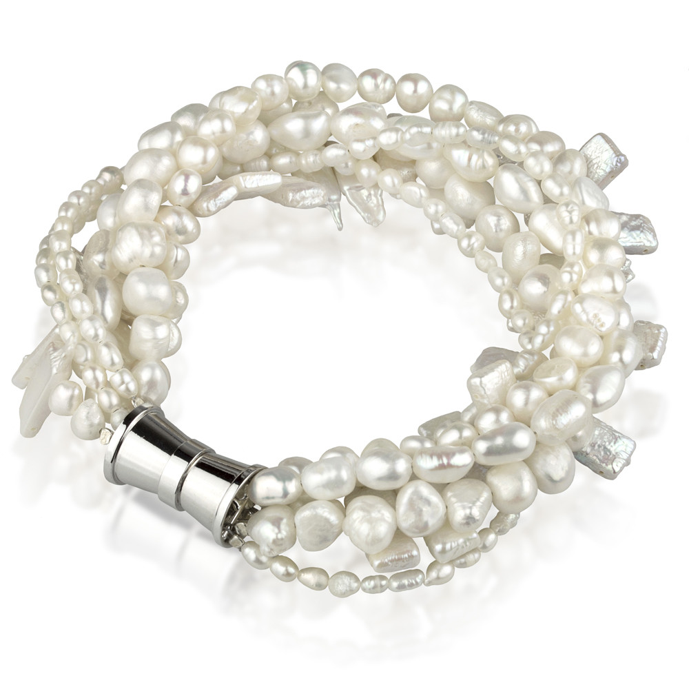 White Pearls 6-Ring Bracelet BMIX2M