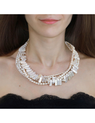 White Pearls 6-Row Necklace NMIX2M