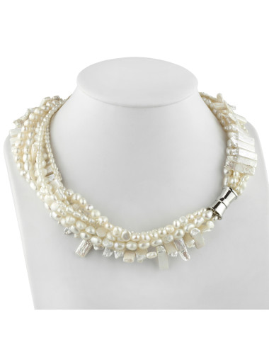 Grey Pearls 6-Row Necklace NMIX2M