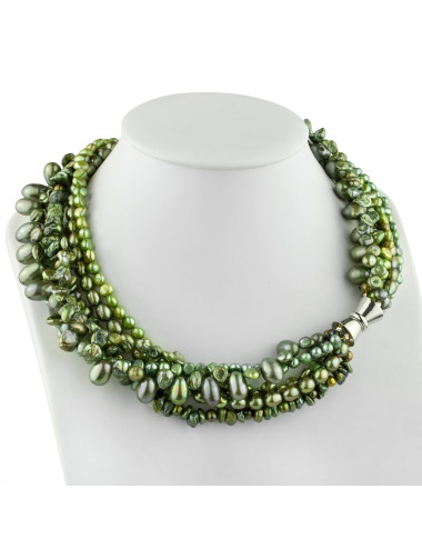 Green Pearls 6-Row Necklace NMIX2M