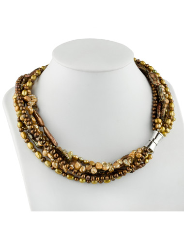 Brown Pearls 6-Row Necklace NMIX2M