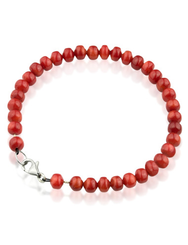 Red coral rondelle bracelet BrK5060S