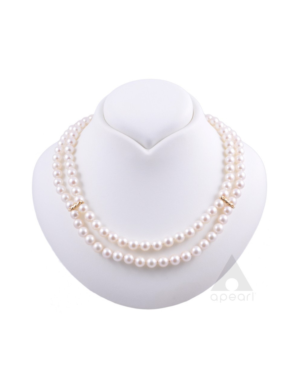 Double row gold necklace with white Akoya pearls Nm775x2G60922