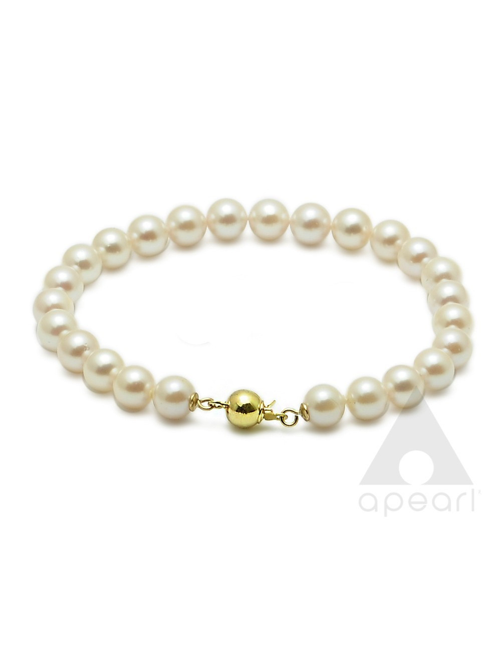 Medium Akoya pearl bracelet with gold ball clasp Bm657G+