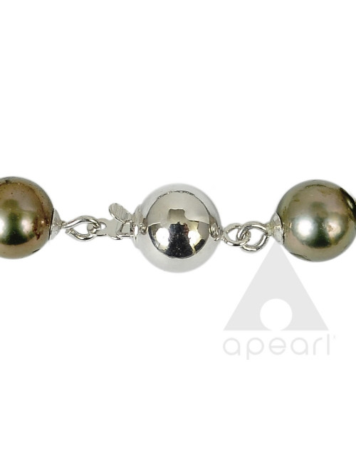 Dark Akoya pearl necklace with white gold ball clasp Nm758WG3C