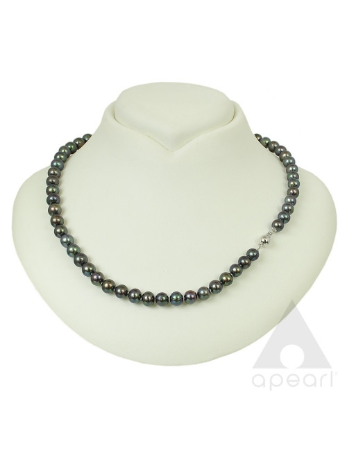 Dark pearl necklace with white gold clasp NO775WGC