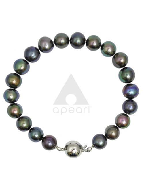 Dark pearl bracelet with white gold ball clasp BO910WG32C