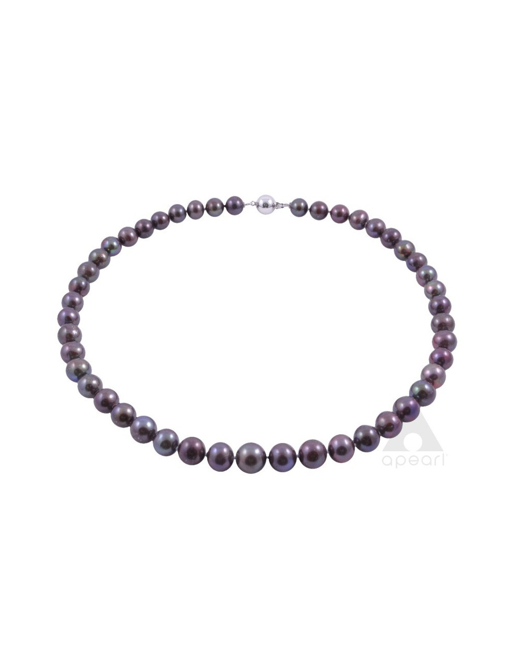 Dark pearl necklace with white gold ball clasp NO1011WG3C