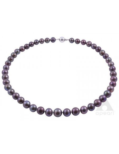 Dark pearl necklace with white gold ball clasp NO1011WG3C