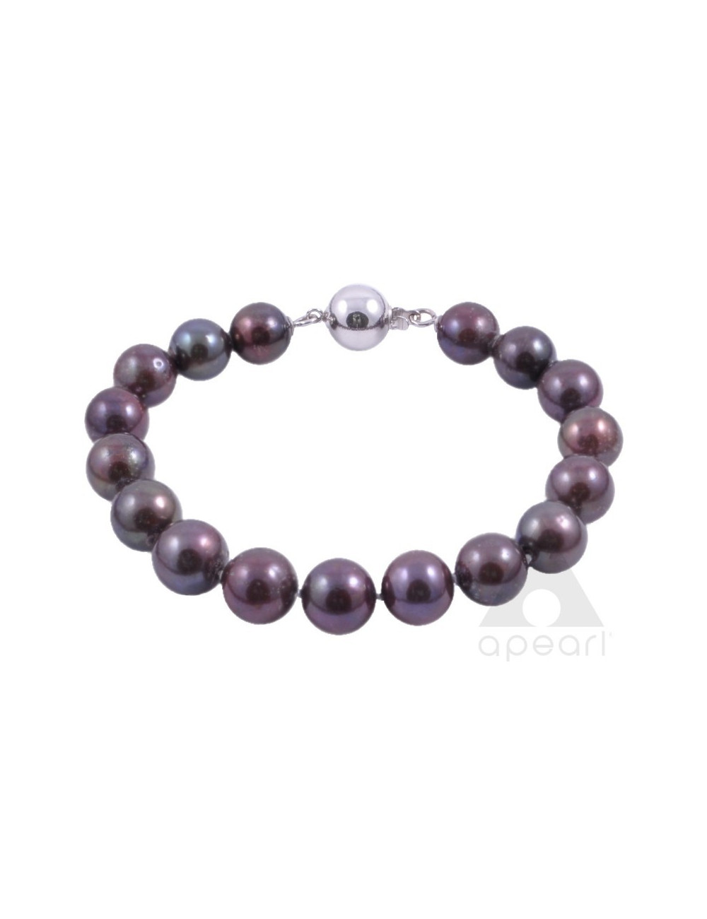 Dark large pearl bracelet with white gold ball clasp BO1011WG3C