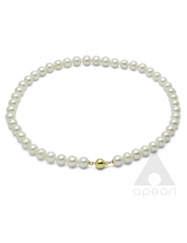 Large white freshwater pearls necklace with gold ball clasp NO995G3B