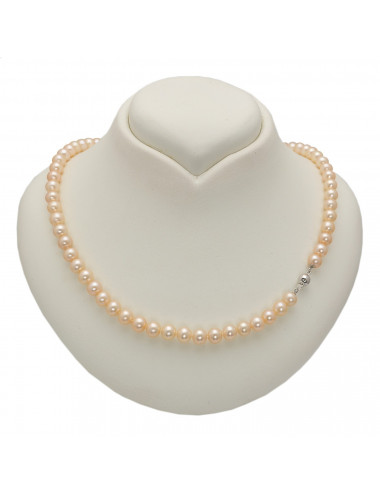Salmon Pearls Gold Necklace NO78G3R