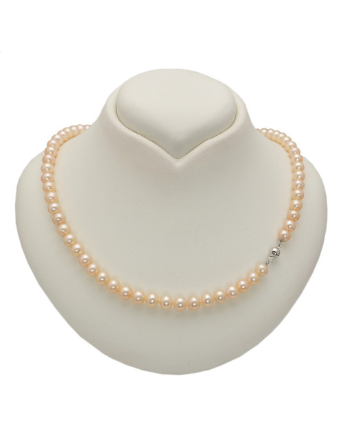 Salmon medium pearl necklace with white gold ball clasp NO78G3R