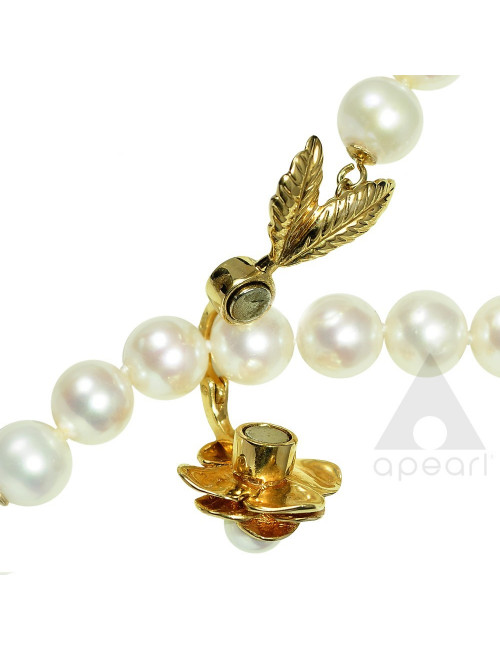 White pearl necklace with gold clasp with rose NO89P360G