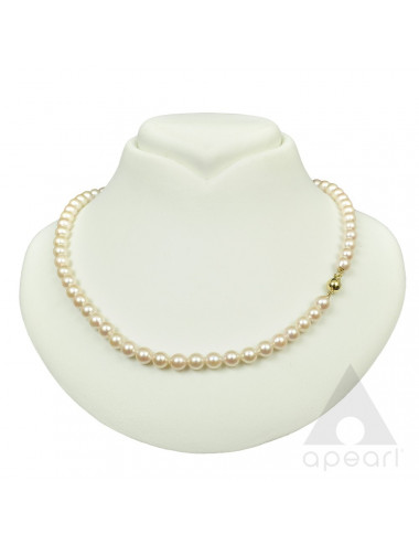 Necklace with small white Akoya pearls and yellow gold ball clasp Nm665G3