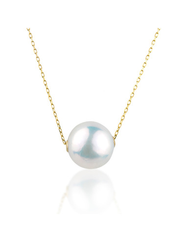 Chain in anklet weave in yellow gold with interlayered white South Sea pearl with multicoloured lustre LanSS13135G18k