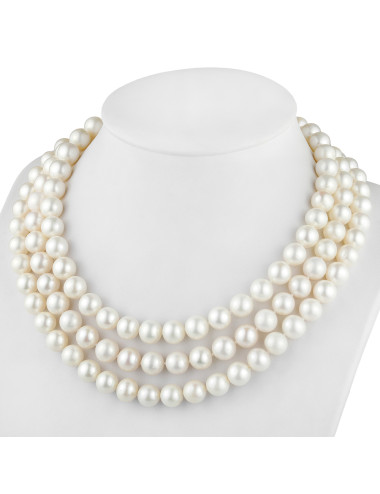 String of large diameter round white pearls NO98108X