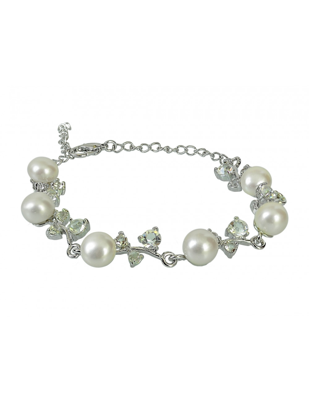 Bransoleta z perłami - rodowana BR03