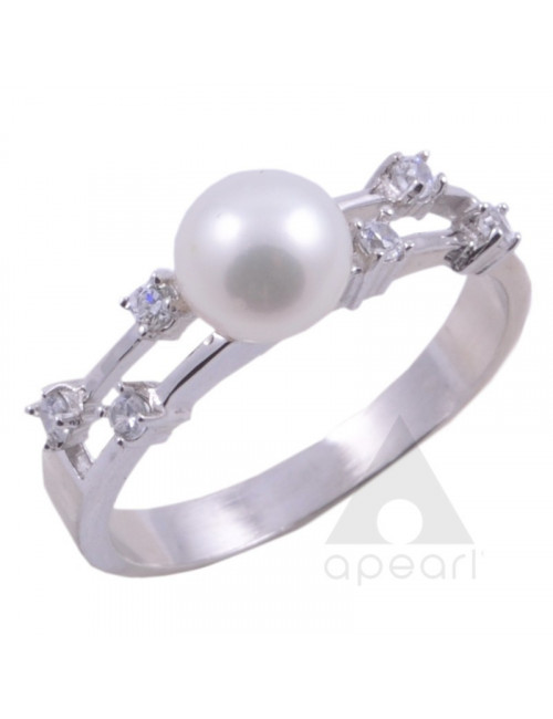 Srebrny pierścionek z perłą Biwa R1803S