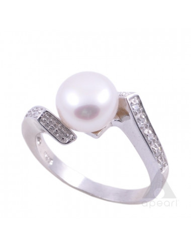 Srebrny pierścionek z perłą Biwa R136ACZS