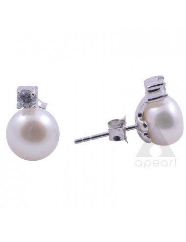 Srebrne kolczyki z perłą Biwa IE0155S